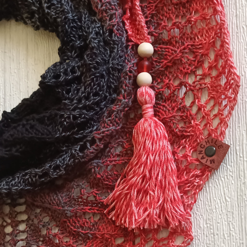 Cuello efecto encaje Negro/Rojo